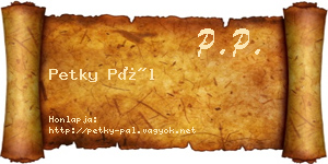 Petky Pál névjegykártya